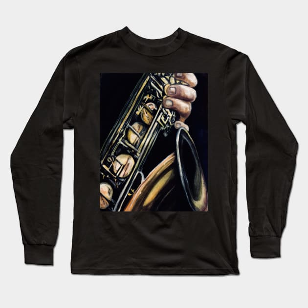 Saxophone Long Sleeve T-Shirt by Art by Kerry Cortinas